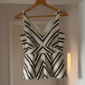 Striped Navy and Cream Women's Top